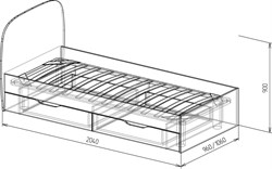 Скай Кровать с ящиками №15 Союз-мебель МФ - фото 2