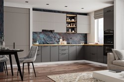 Марта/Мелисса Кухонный гарнитур угловой 1,0х3,2х2,55м Графит Скин/Бежевый Скин ДСВ ДСВ МФ - фото 1