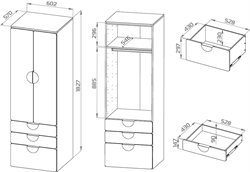 Пикси Шкаф распашной с ящиками и полкой 60х57х180 Гуд Лакк МФ - фото 12