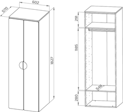 Пикси Шкаф распашной 60х57х180 Гуд Лакк МФ - фото 13