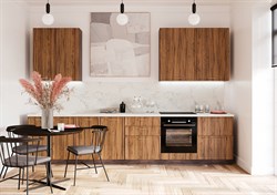 Кухня Беверли 3400 Дуб Бурбон МДФ прямая Сурская Мебель МФ - фото 1