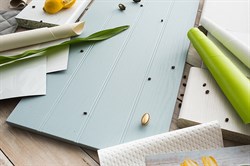 Кухня Прованс 2100 Голубой МДФ прямая Сурская Мебель МФ - фото 2