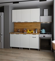 Кухонный гарнитур Ривьера 1,6м Карбон Фарфор (готовое решение) Micon  - фото 1