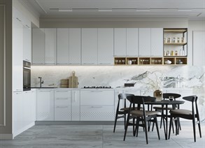 Капля Кухонный гарнитур угловой 1,6х4,25м Белый глянец ДСВ ДСВ МФ - фото 1