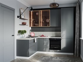 Кухня Перфетта Royal 1600*2400 Platinum Grey МДФ угловая  - фото 1