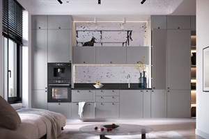 Кухня Перфетта Royal Platinum Grey МДФ прямая Сурская Мебель МФ - фото 1