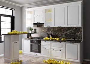 Кухня Ницца Royal 2800 Blanco МДФ прямая Сурская Мебель МФ - фото 1