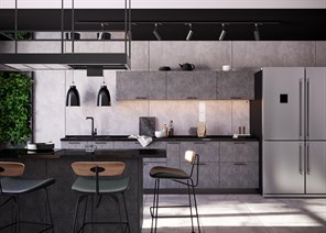 Кухня Хелмер 3200 Бетон ЛДСП прямая Сурская Мебель МФ - фото 1