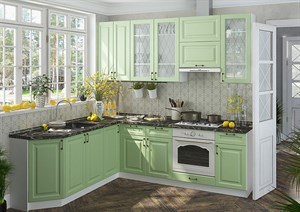 Кухня Ницца 2100*2400 Дуб оливковый МДФ угловая Сурская Мебель МФ - фото 1