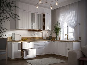 Кухня Прага 2800*2000 Белое дерево МДФ угловая Сурская Мебель МФ - фото 1